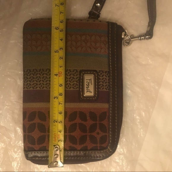 Fossil multicolor striped wristlet bag